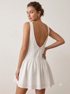 NWT Wild fable White Sleeveless V-Back Mini Dress size large